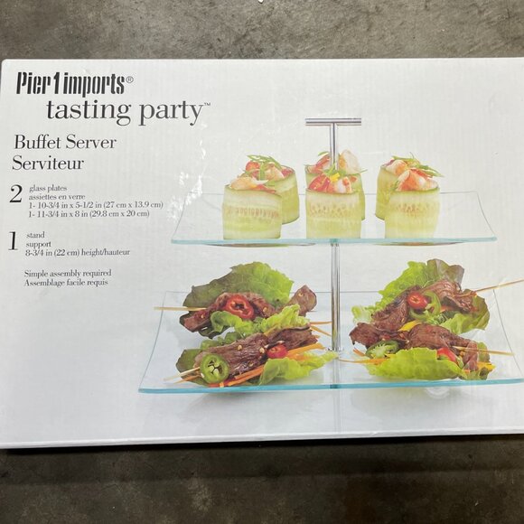 NEW Pier 1 Imports Tasting Party Two 2 Tiered Buffet Server Serviteur Appetizers - Picture 2 of 8